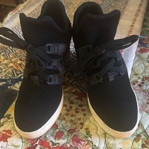 MIA Black Knit High-Top Sneakers with White Soles
